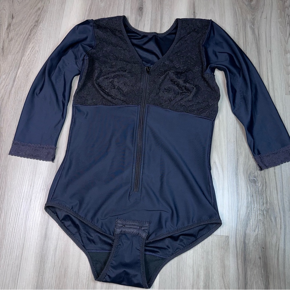 Contour Garment Full Torso Suit Size L Corset Sleeves Black Post Surgery‎ EUC